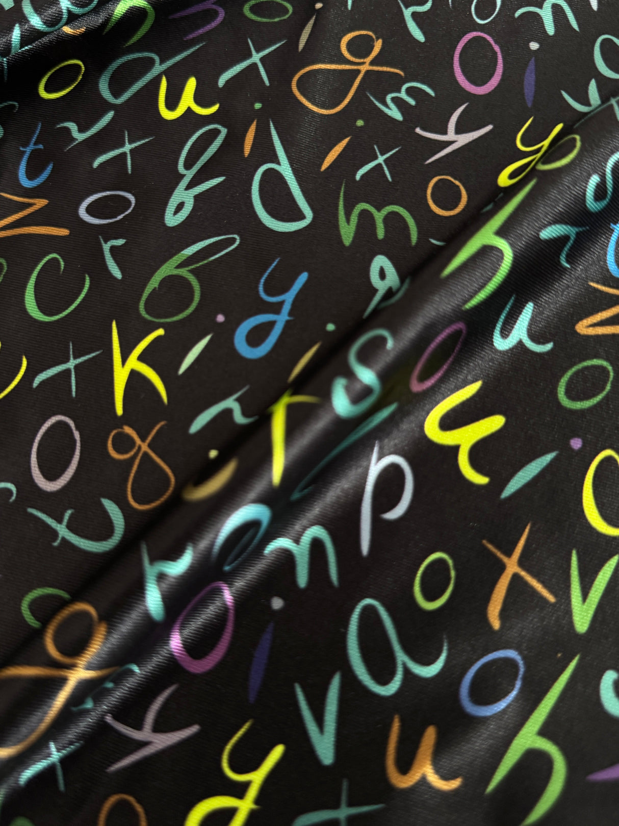 Printed Nylon Spandex Multicolor Letter Scribble