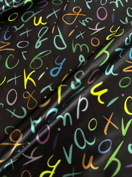 Printed Nylon Spandex Multicolor Letter Scribble