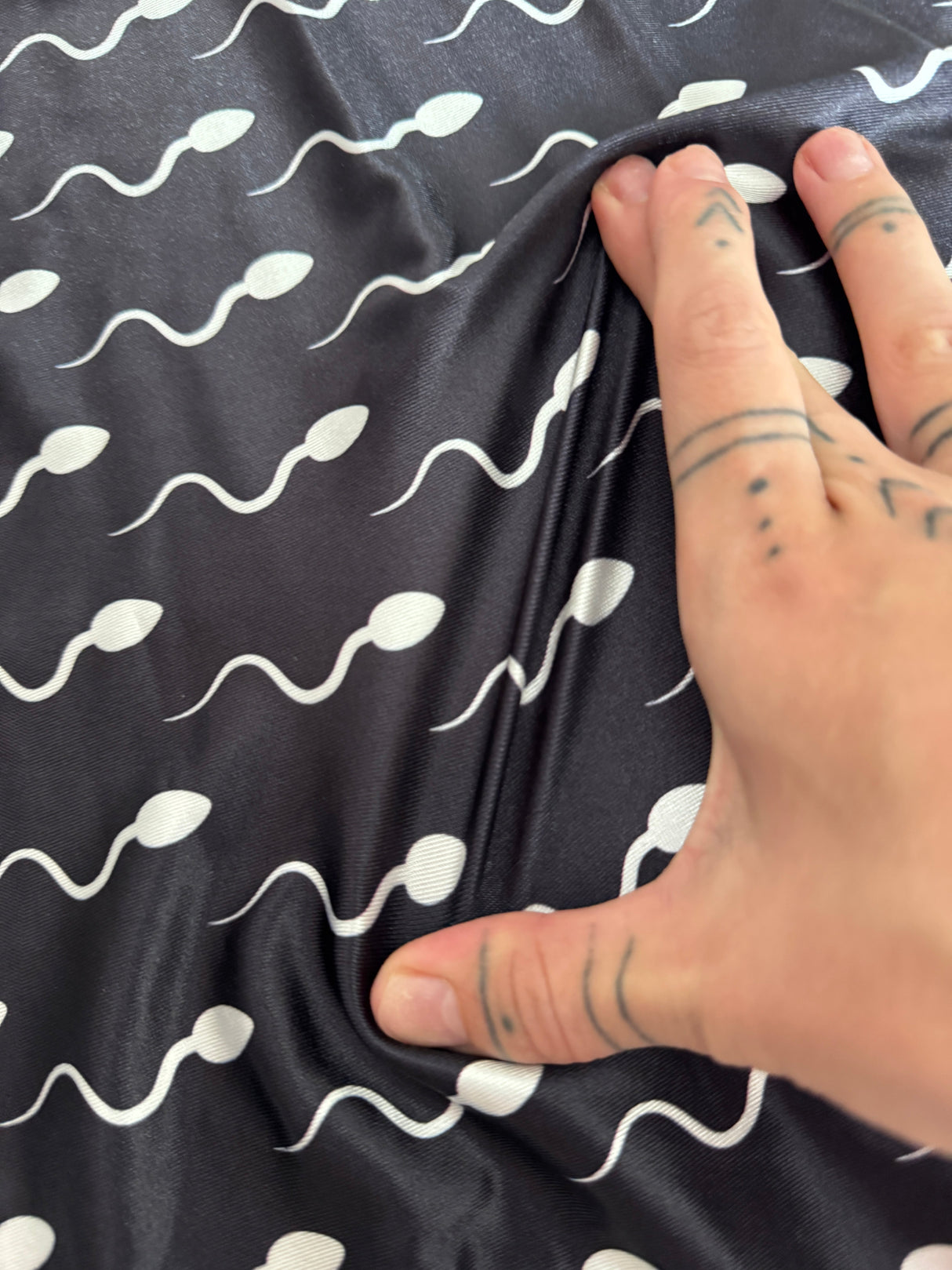 Printed Nylon Spandex Black Fastest Swimmer