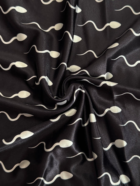 Printed Nylon Spandex Black Fastest Swimmer
