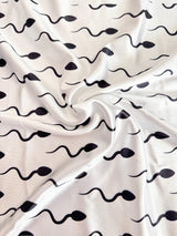Printed Nylon Spandex White Fastest Swimmer