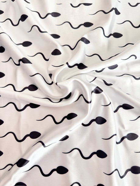 Printed Nylon Spandex White Fastest Swimmer