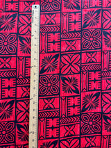 Cotton Tapa Pattern Fabric Red Black