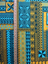 Polynesian Geometric Symmetrical Design Peachskin Fabric - Polyester, Geometric Pattern, 44/45" Width (1 Yard)