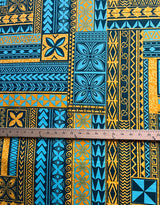 Polynesian Geometric Symmetrical Design Peachskin Fabric - Polyester, Geometric Pattern, 44/45" Width (1 Yard)