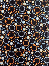 Printed Nylon Spandex Black Abstract Piercing Print