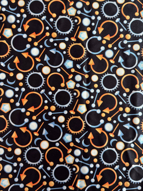 Printed Nylon Spandex Black Abstract Piercing Print
