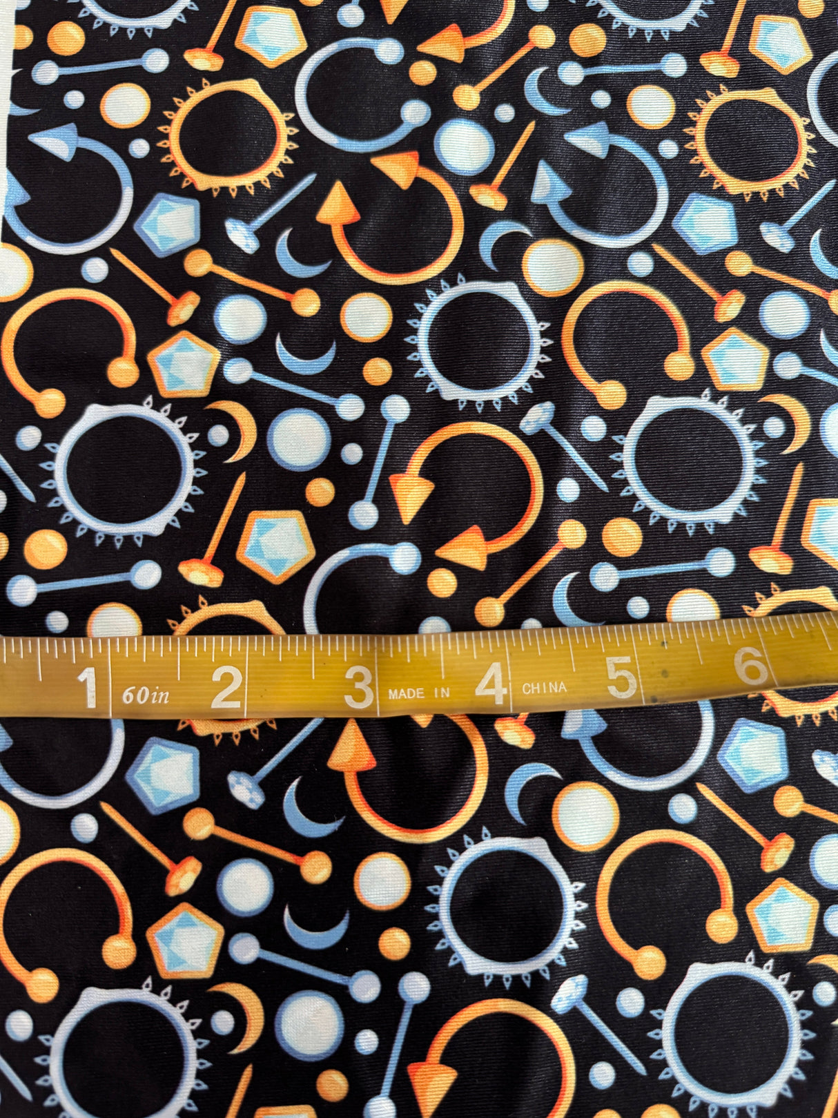 Printed Nylon Spandex Black Abstract Piercing Print