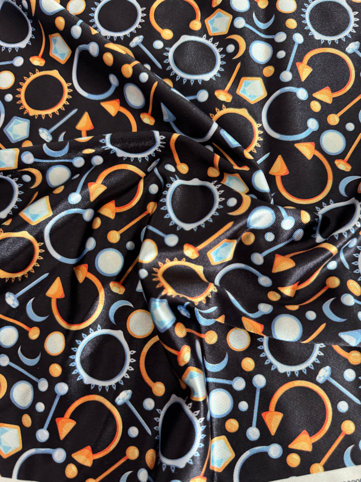 Printed Nylon Spandex Black Abstract Piercing Print