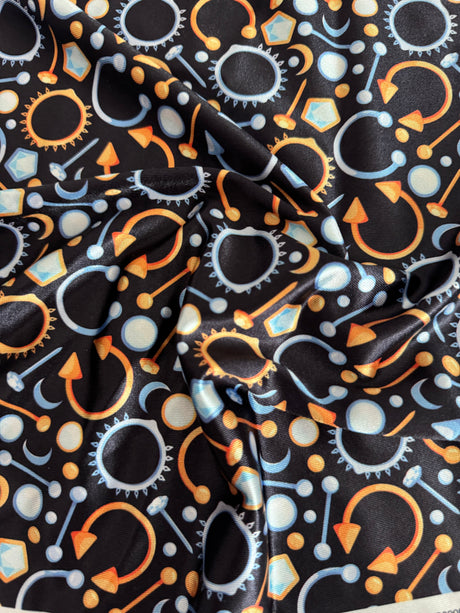 Printed Nylon Spandex Black Abstract Piercing Print