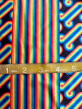 Printed Nylon Spandex Black Retro Rainbow Graphic