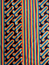 Printed Nylon Spandex Black Retro Rainbow Graphic
