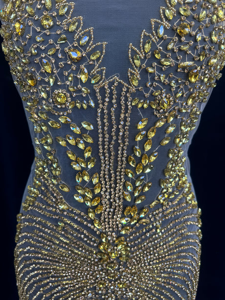 Gold Rhinestone Bodice Appliqué