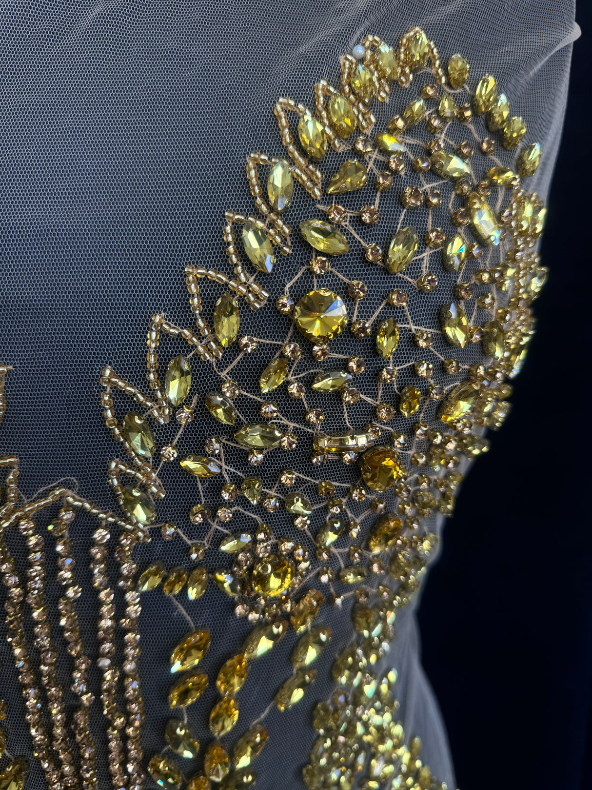 Gold Rhinestone Bodice Appliqué