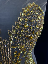 Gold Rhinestone Bodice Appliqué