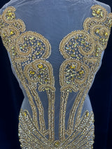 Gold Rhinestone Bodice Appliqué