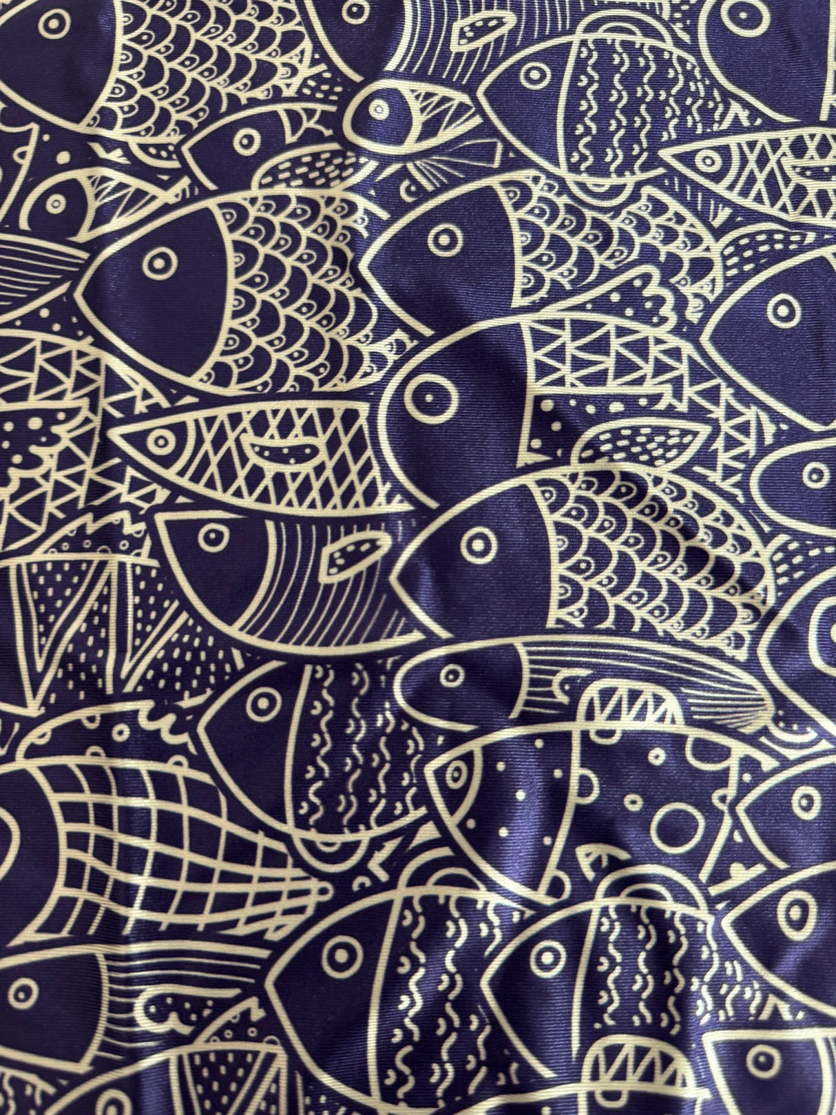 Printed Nylon Spandex Navy Abstract Fish