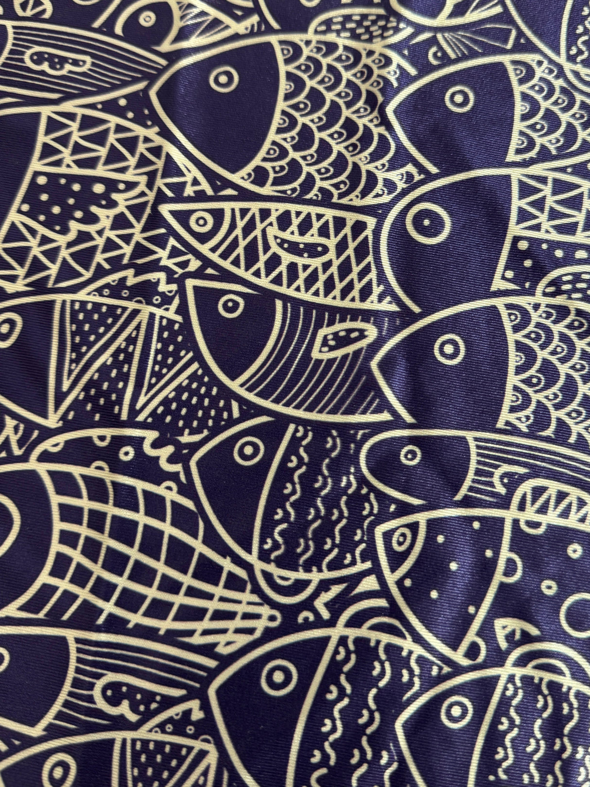 Printed Nylon Spandex Navy Abstract Fish