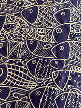 Printed Nylon Spandex Navy Abstract Fish
