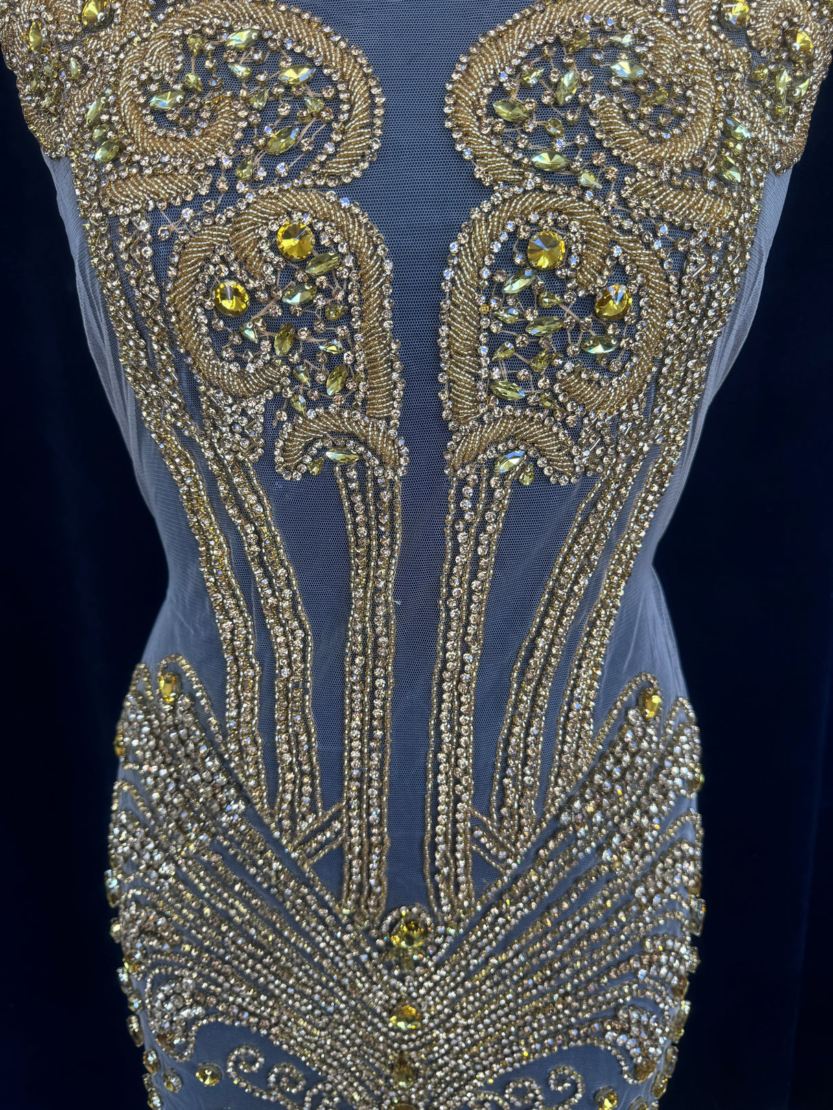 Gold Rhinestone Bodice Appliqué