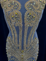 Gold Rhinestone Bodice Appliqué