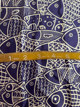 Printed Nylon Spandex Navy Abstract Fish