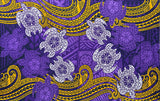 Turtles Traditional Tattoo Polyester Fabric - Floating Turtles, Hibiscus Print, 72" L x 45" W (1 Piece)