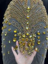 Gold Rhinestone Bodice Appliqué