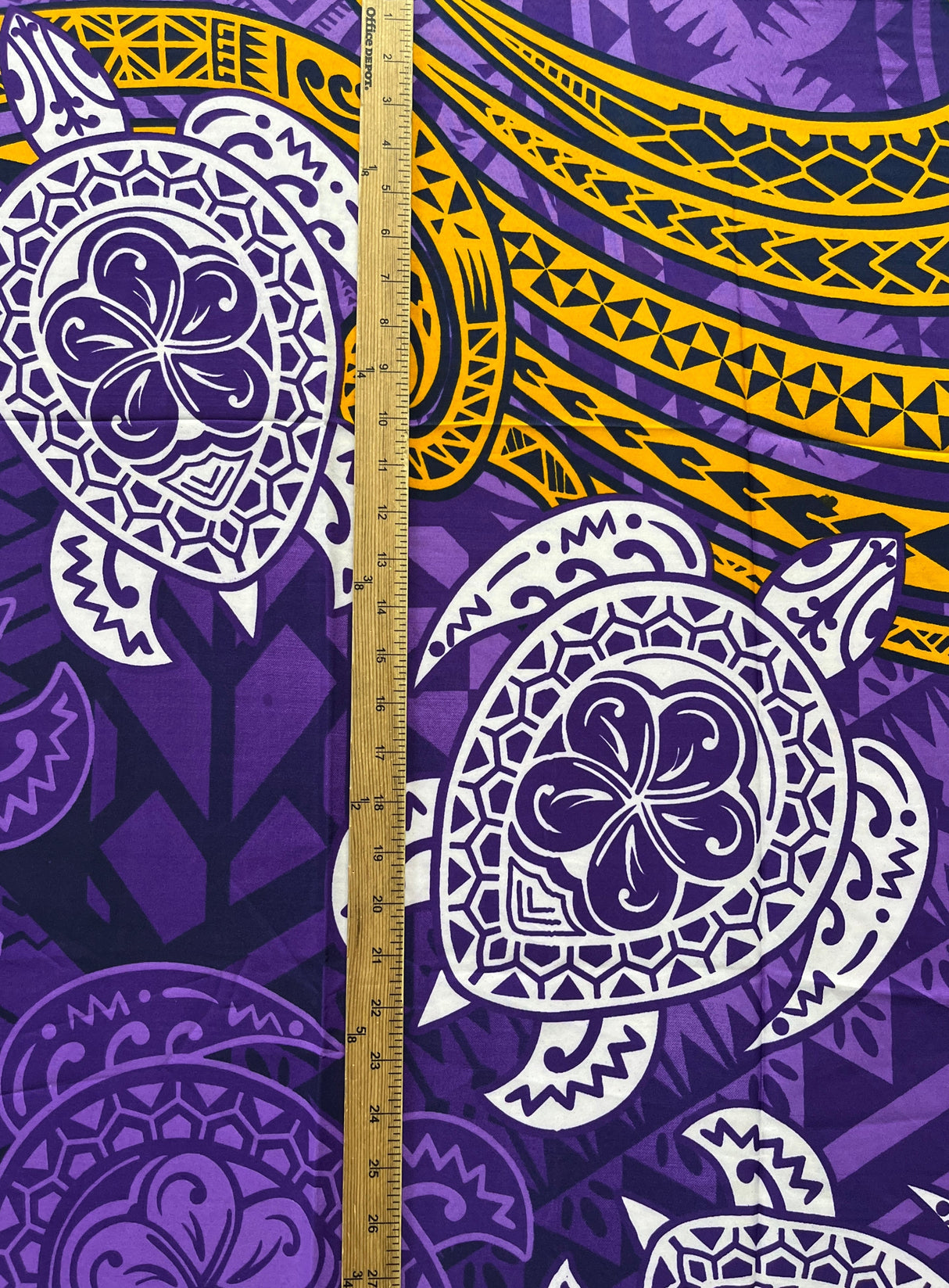 Turtles Traditional Tattoo Polyester Fabric - Floating Turtles, Hibiscus Print, 72" L x 45" W (1 Piece)