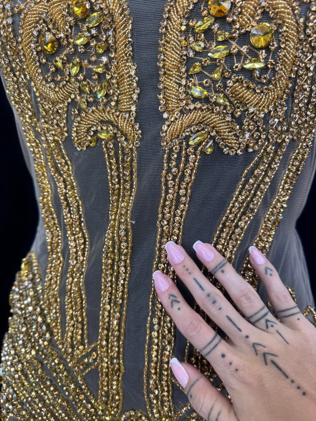 Gold Rhinestone Bodice Appliqué
