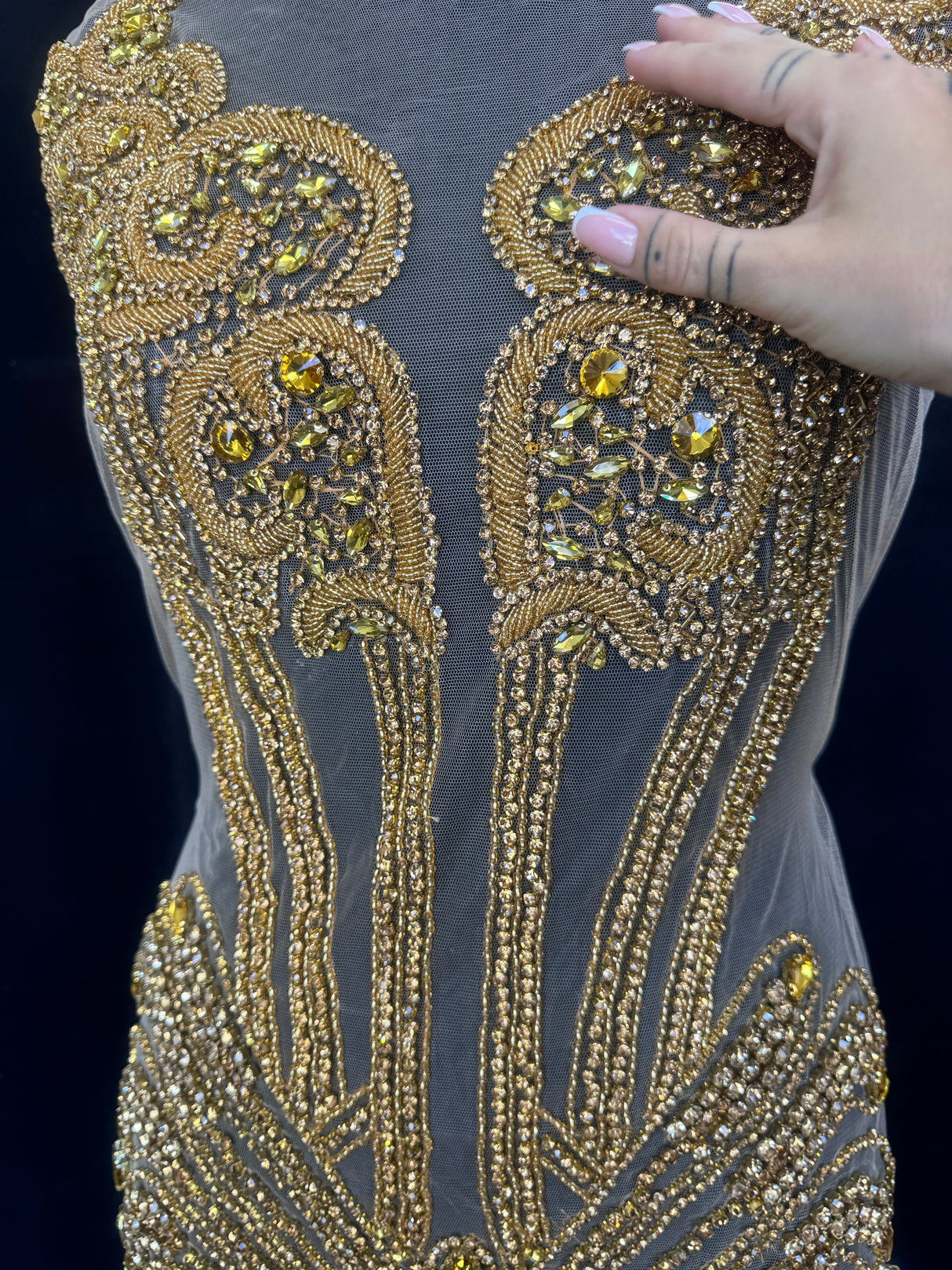 Gold Rhinestone Bodice Appliqué