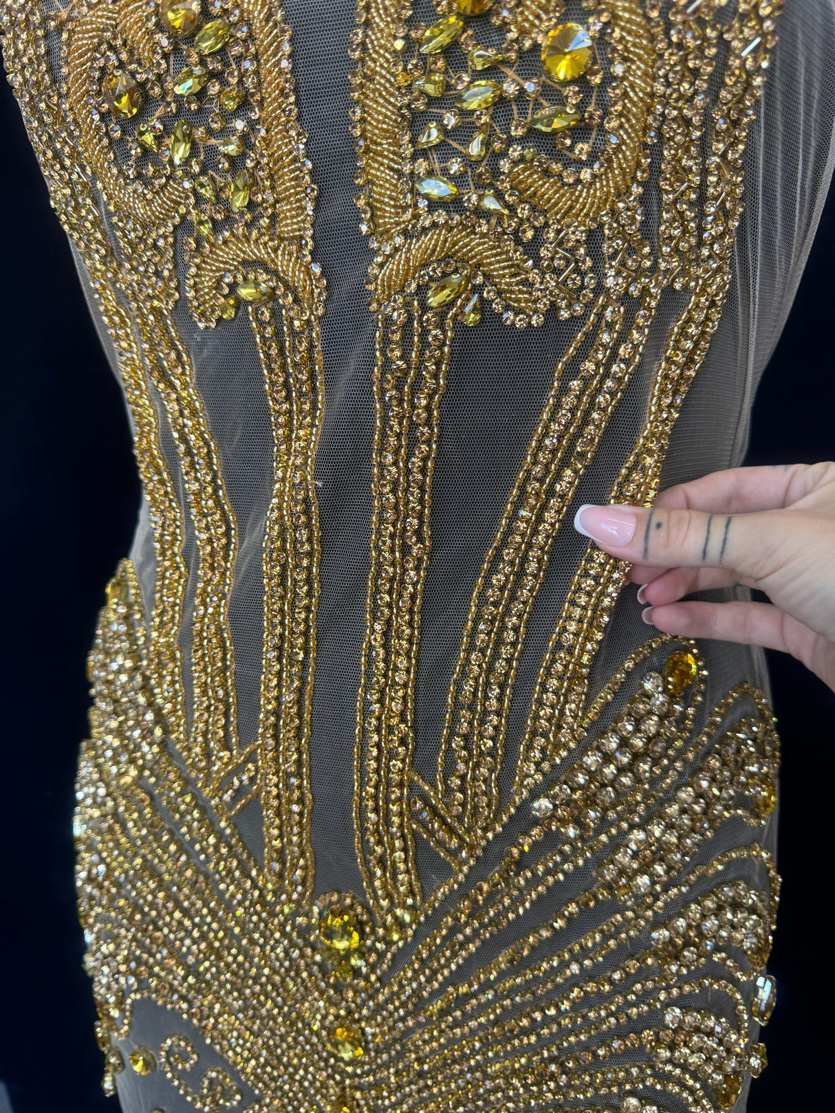 Gold Rhinestone Bodice Appliqué