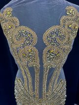 Gold Rhinestone Bodice Appliqué