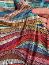 Printed Nylon Spandex Abstract Colorful Wave Lines