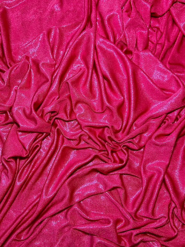 Shiny Foiled Jersey Knit Hot Pink