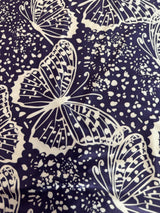 Printed Nylon Spandex Navy Butterfly
