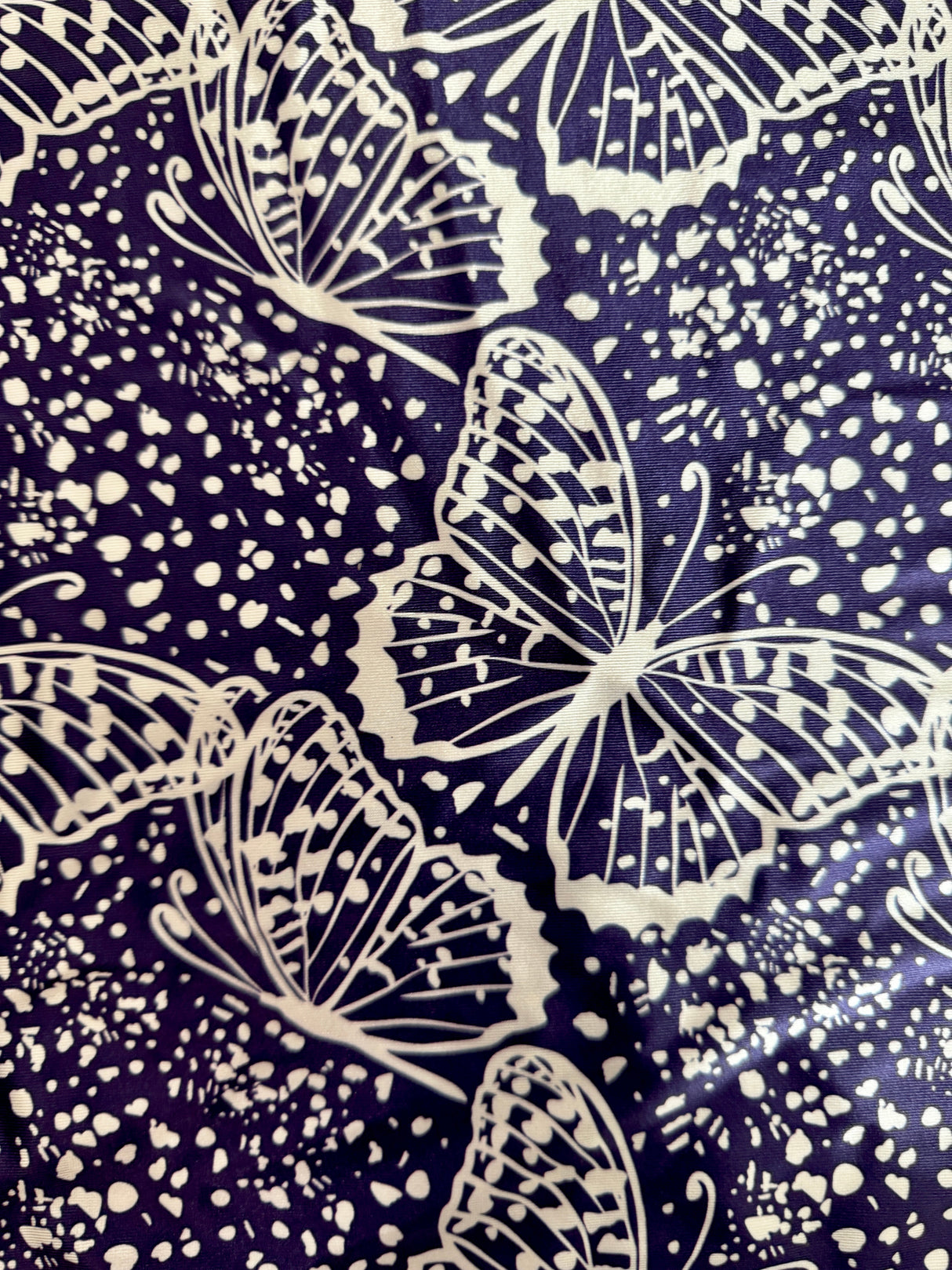 Printed Nylon Spandex Navy Butterfly
