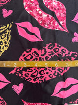 Printed Nylon Spandex Pink Lips