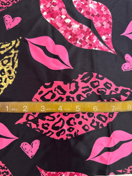 Printed Nylon Spandex Pink Lips