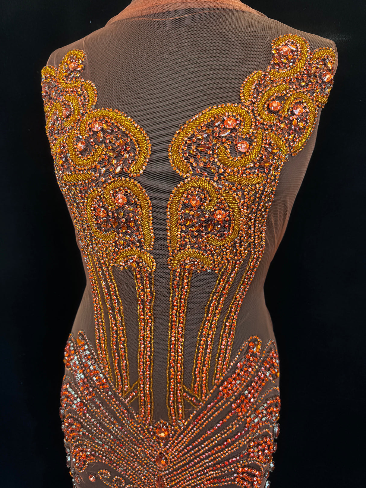 Orange Rhinestone Bodice Appliqué