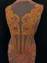 Orange Rhinestone Bodice Appliqué