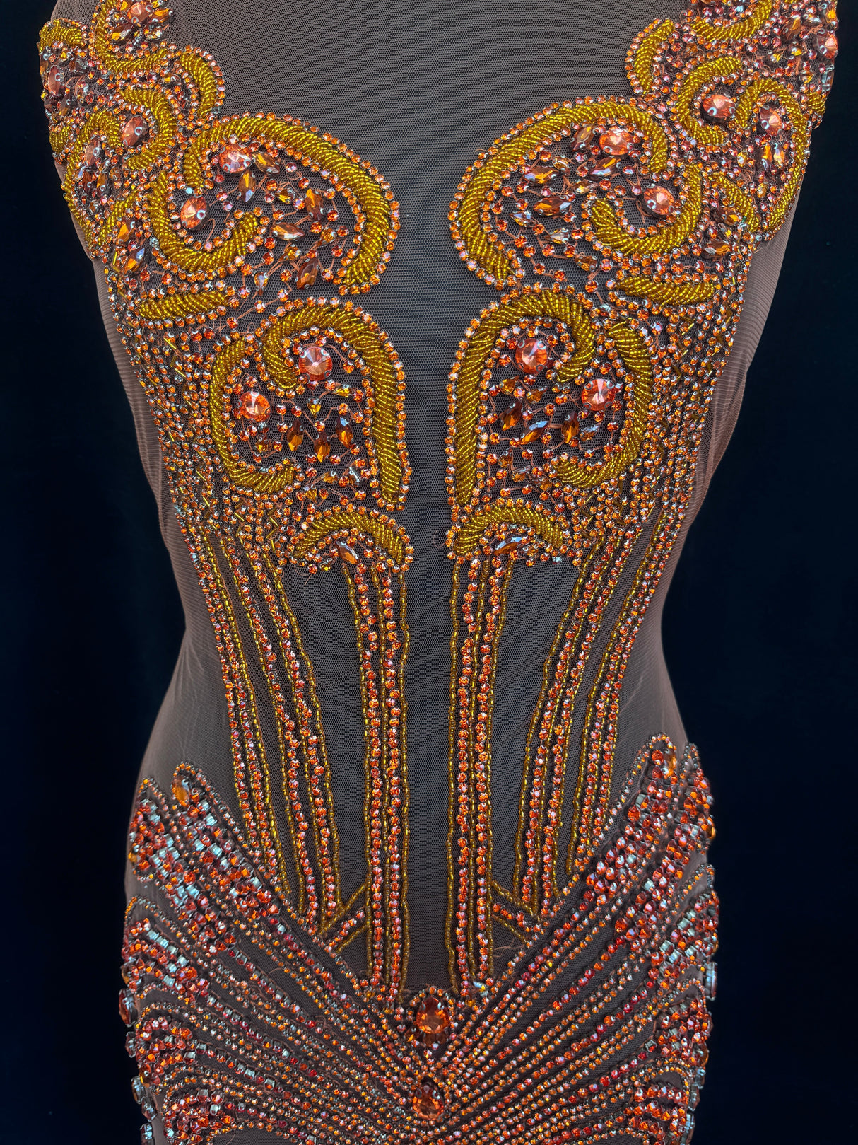 Orange Rhinestone Bodice Appliqué