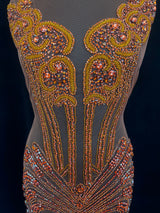 Orange Rhinestone Bodice Appliqué