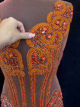 Orange Rhinestone Bodice Appliqué