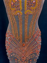 Orange Rhinestone Bodice Appliqué