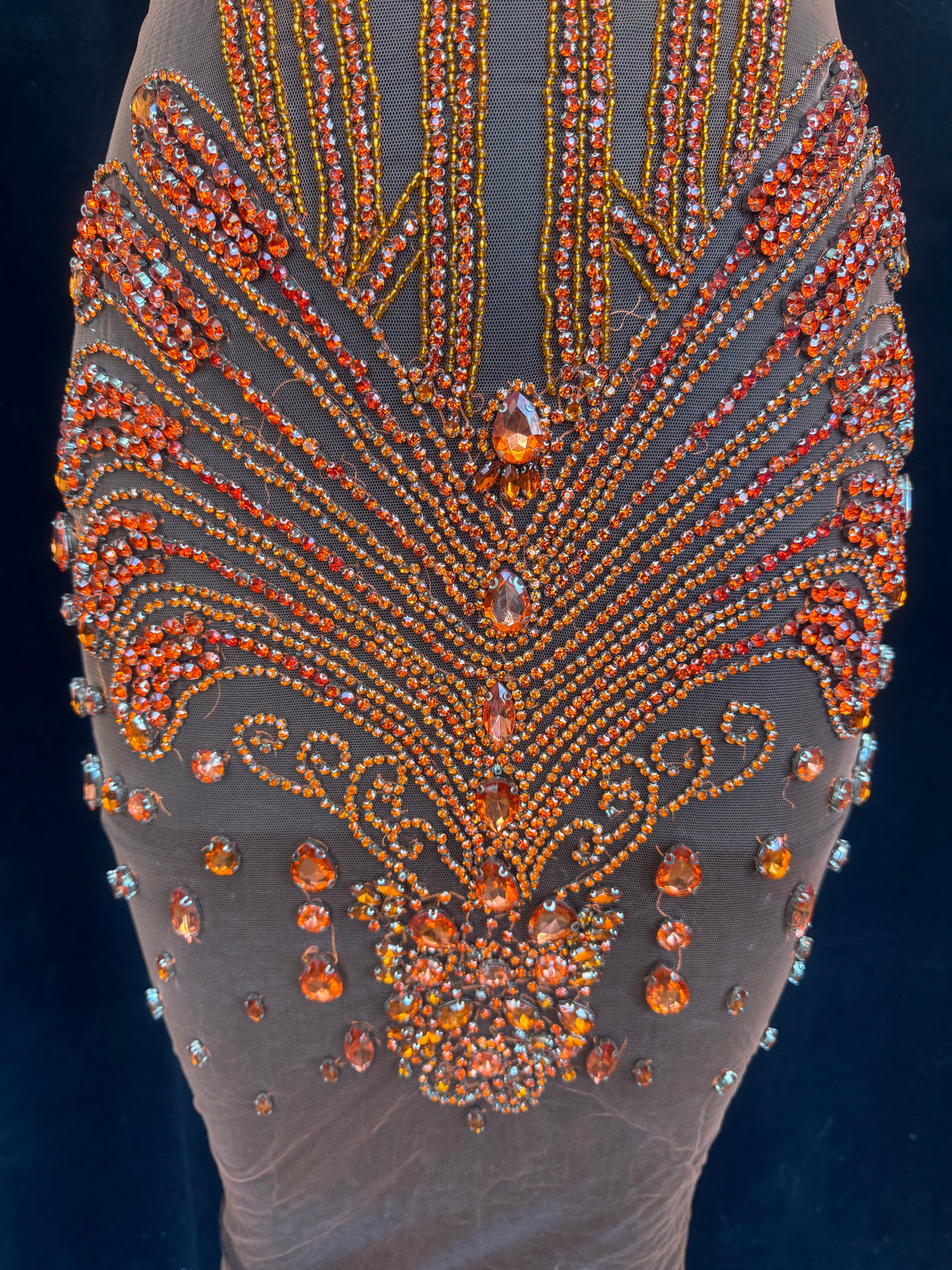 Orange Rhinestone Bodice Appliqué
