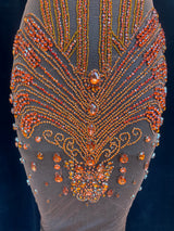 Orange Rhinestone Bodice Appliqué