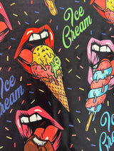 Printed Nylon Spandex Pop Art Lips Black