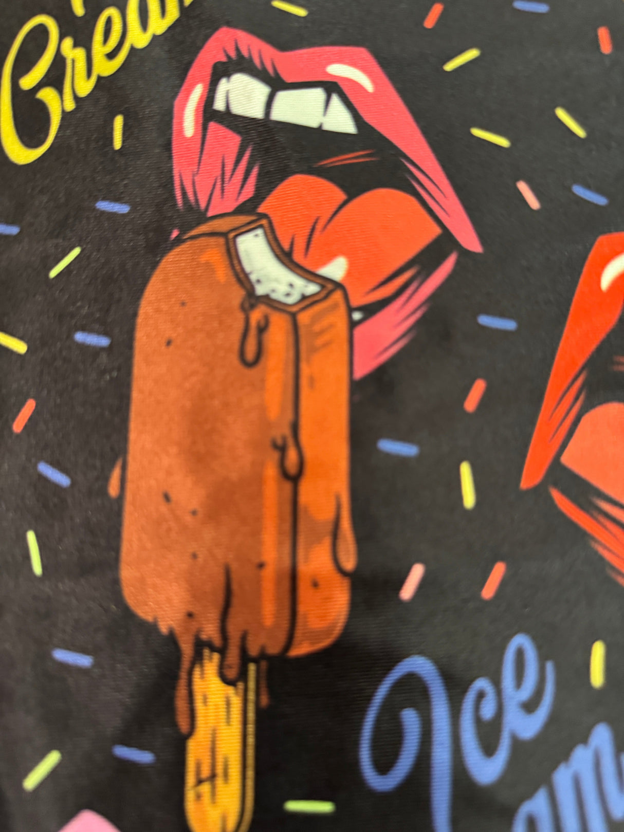 Printed Nylon Spandex Pop Art Lips Black