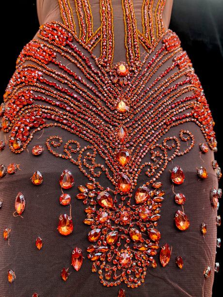 Orange Rhinestone Bodice Appliqué